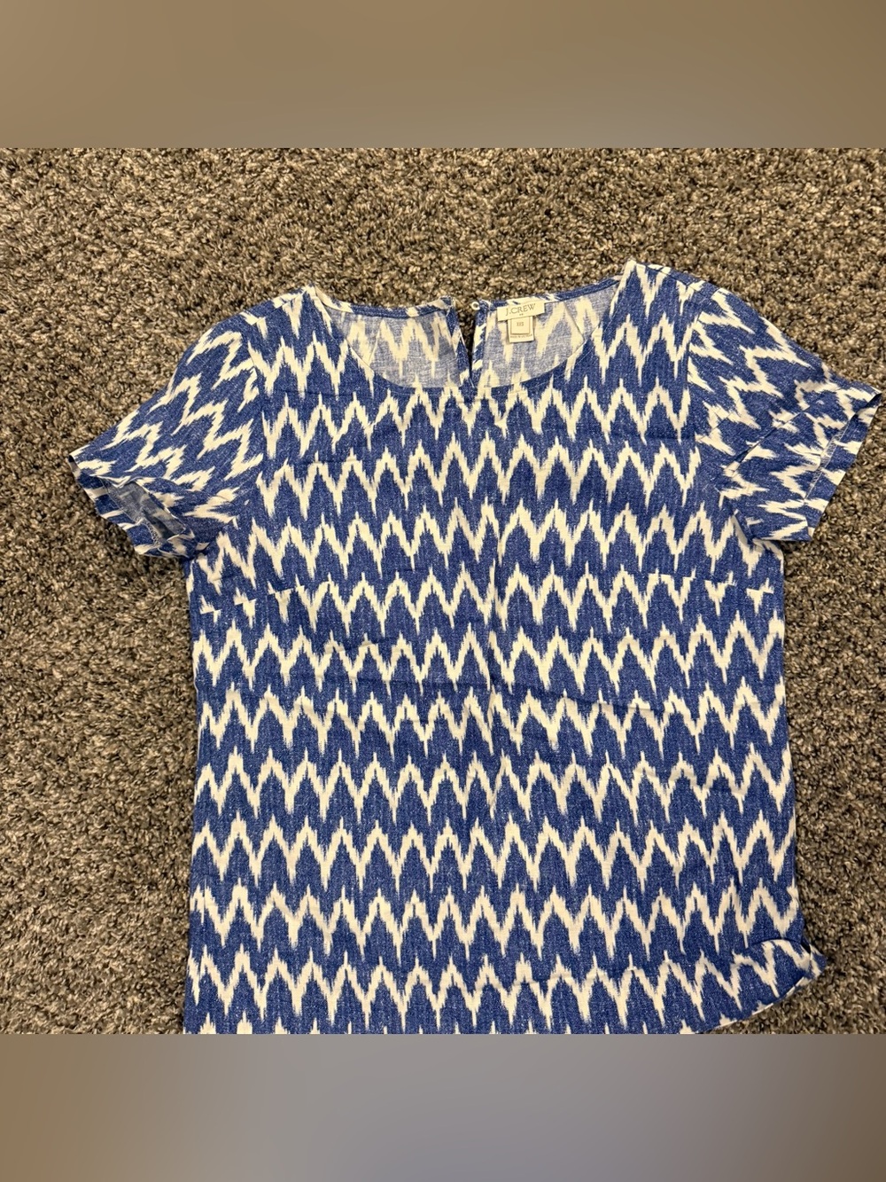 J. Crew Blue and White Zigzag Short-Sleeve Tee